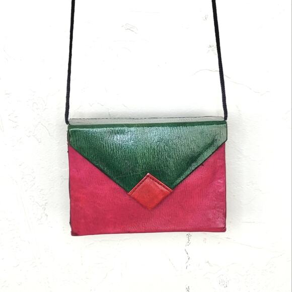 Vintage Handbags - Vintage Multi Royal Colored Leather Mini Crossbody Bag Made in Tokyo